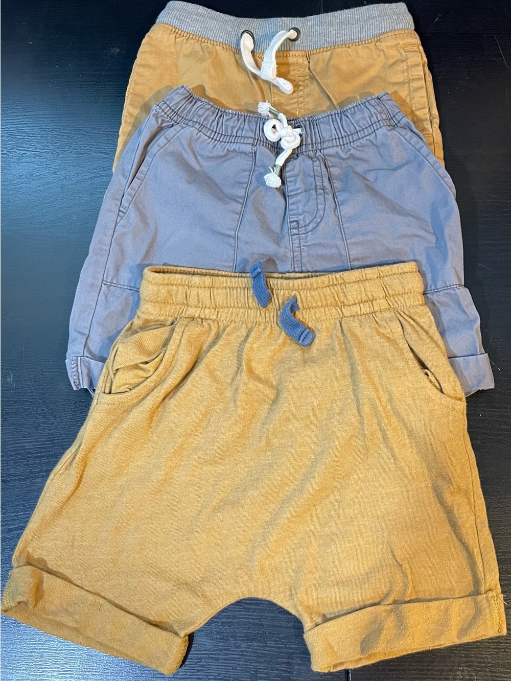 Cat & Jack Boys Three pair Drawstring Casual Shorts - Khaki and Gray